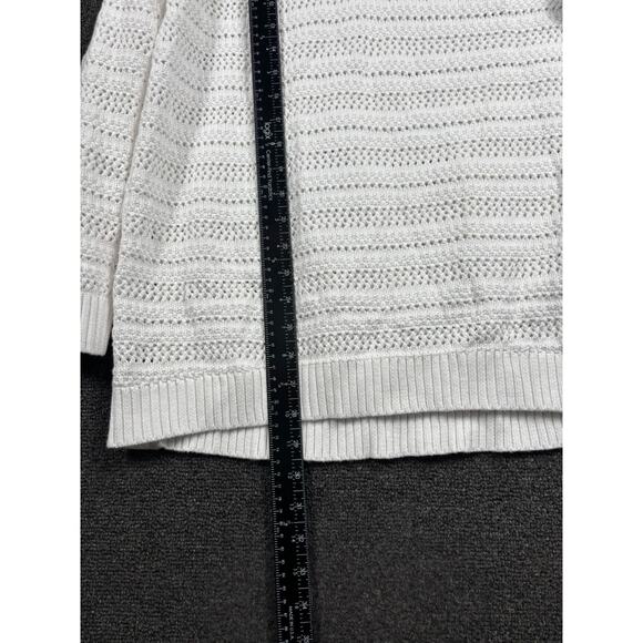 Talbots Open Knit Sweater Plus Size Womens 1X White Pullover Long Sleeve Cotton - Picture 6 of 7